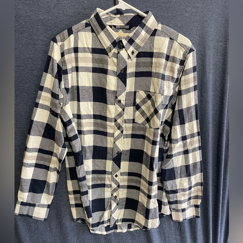 One Day Away Men's Blue and White Plaid Shirt